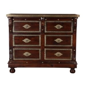 Overlay & Inset Brass Work Solid Wood 6 Drawer Sideboard (2)