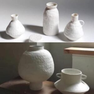 Handcrafted White Terracotta Vases – Minimalist Sculptural Clay Décor