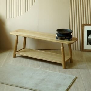 Neutral Oak Wood Bench – Elegant, Sturdy, Versatile Seating