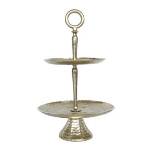 Metal Two-Tier Cake Stand – Antique Gold Dessert & Serving Stand
