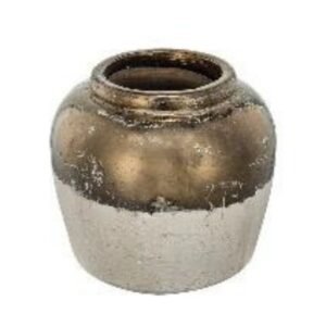 Handcrafted Terracotta Vase – Metallic Glaze Rustic Ceramic Decor